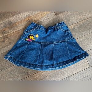 Y2K 2004 Dora the explorer denim embroidered skirt size 6